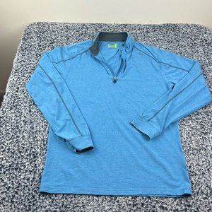 TASC 1/4 Zip Pullover Shirt Mens Small Blue Bamboo Lightweight Stretch Mock Neck